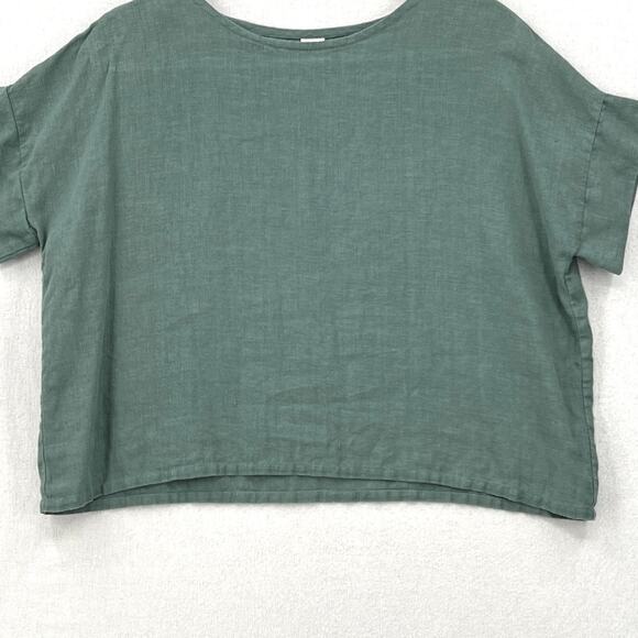 FOUND PATH Linen Market Boxy Tee Womens Small Spruce Square Top Short Sleeve - Picture 8 of 14